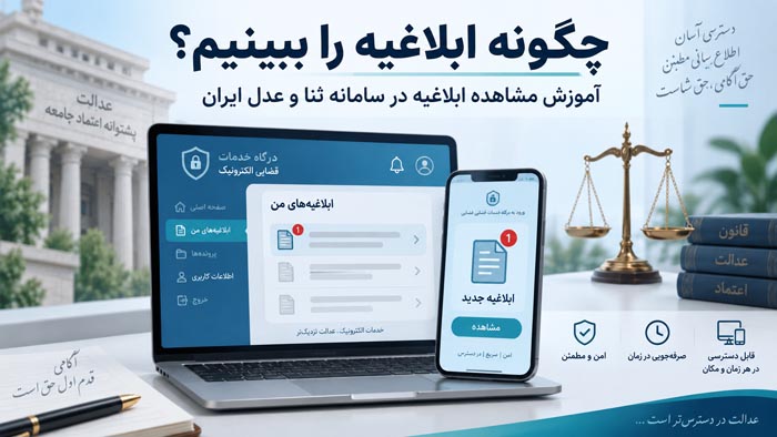 چگونه ابلاغیه را ببینیم؟ آموزش مشاهده ابلاغیه در سامانه ثنا و عدل ایران